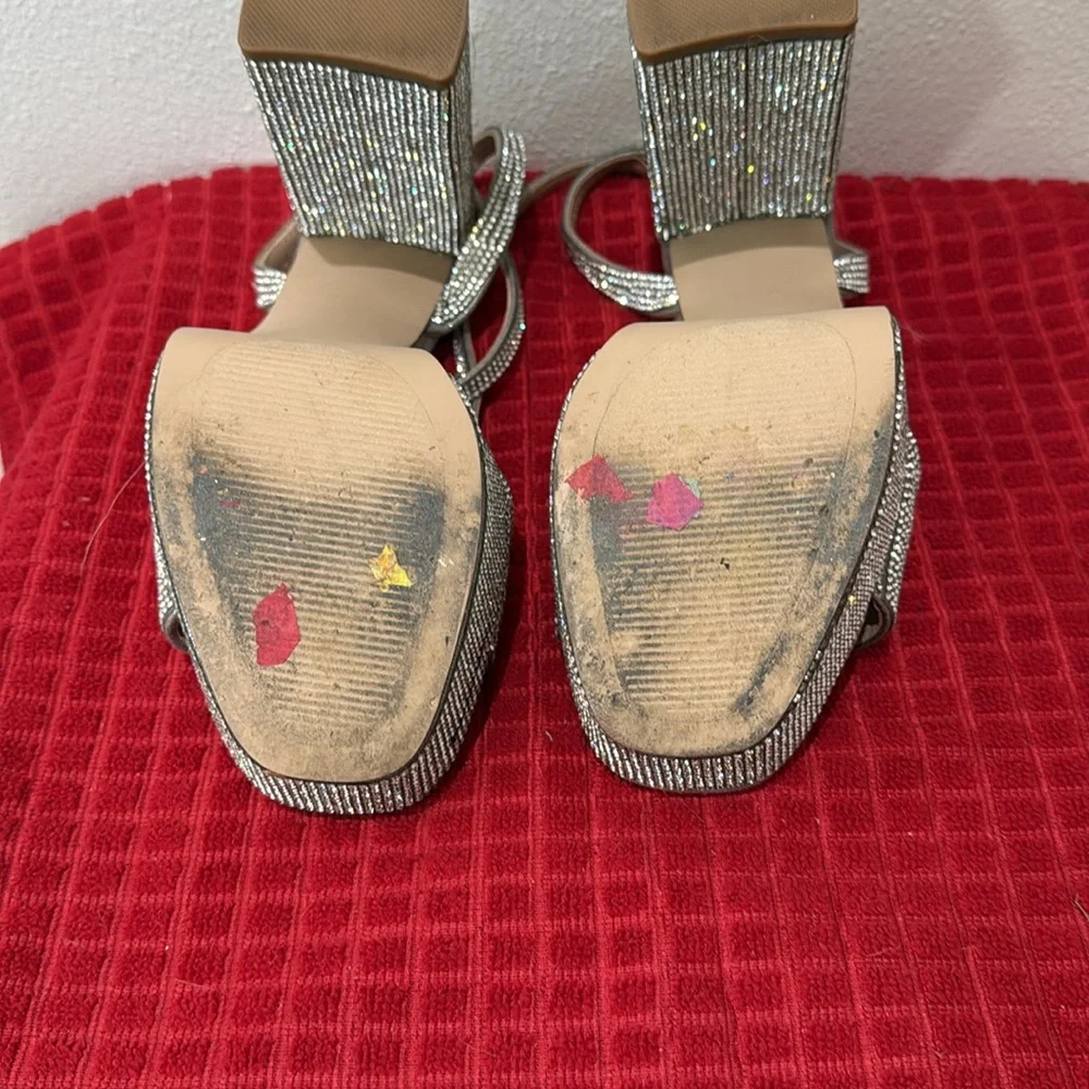 Steve Madden Lessa Rhinestone Platform Bling Block Heels 8.5